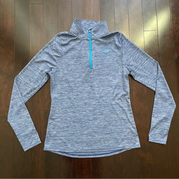 Under Armour Tops - Under Armour Blue Quarter Zip Athletic Semi-Fitted Pullover Top long sleeve M